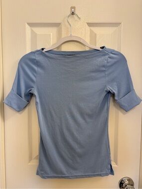 Vintage Ralph Lauren Light Blue Boatneck Short Sleeve Top